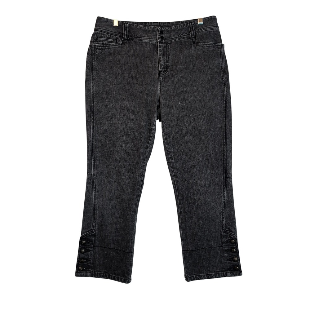 Lauren Jeans Co. Sz 8 Vintage Black Cropped Sailor Jeans Button Cuff Hong Kong